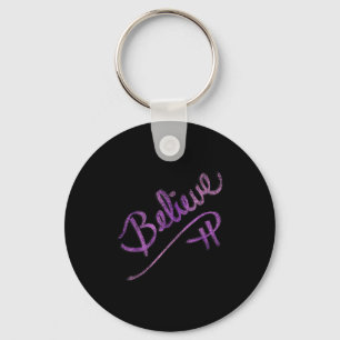 Inspirational Quote Believe Script Graphic Design Keychain