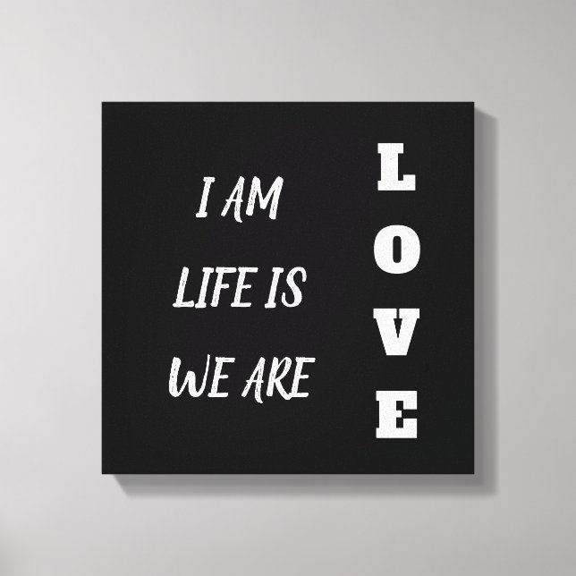 Inspirational Quote Black and White Typography Canvas Print (Front)