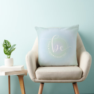 Inspirational Quote Blue Be Cool Calm Graphic Throw Pillow