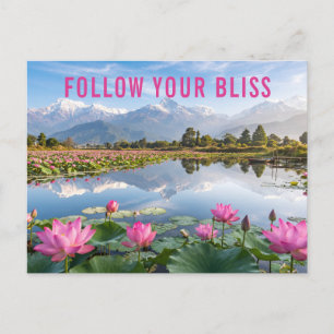 Inspirational Quote Blue Pink Flowers Bliss Nature Postcard