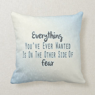 Inspirational Quote, Blue Typography About Desire Throw Pillow