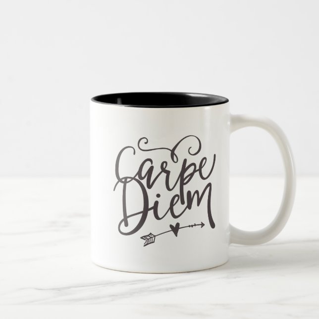 Inspirational Quote Carpe Diem Sieze The Day Two-Tone Coffee Mug (Right)