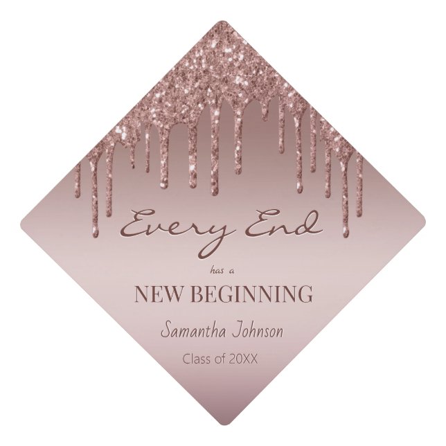 Inspirational Quote Class of 2024 Pink Glitter Graduation Cap Topper (Front)