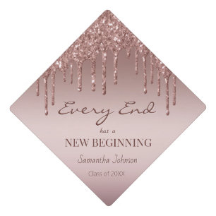 Inspirational Quote Class of 2024 Pink Glitter Graduation Cap Topper