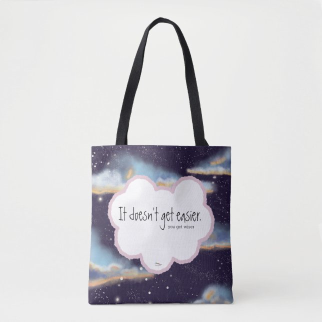 Inspirational Quote cloudy night tote bag (Front)