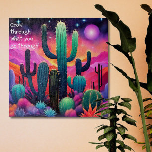 inspirational quote,colorful cactus landscape  jigsaw puzzle