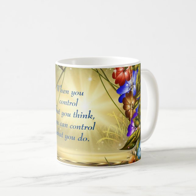Inspirational Quote Empower Your Mindset Blue Gold Coffee Mug (Front Right)