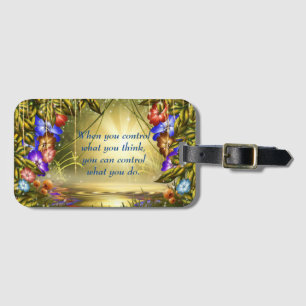 Inspirational Quote Empower Your Mindset Blue Gold Luggage Tag