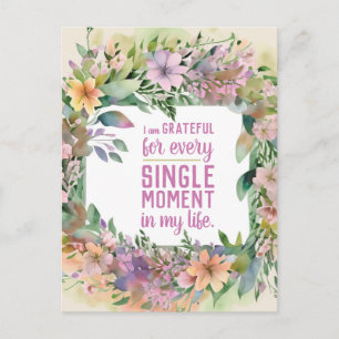 Inspirational Quote Floral Attitude of Gratitude Postcard