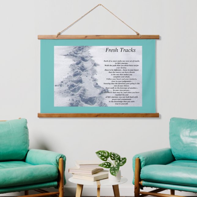 Inspirational Quote Fresh Tracks Hanging Tapestry (Living Room)