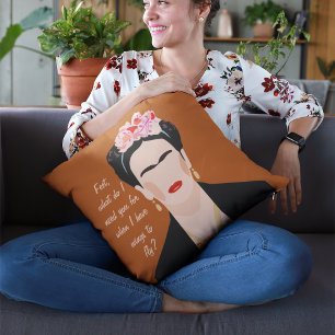 Inspirational Quote Frida Kahlo Illustration Women Throw Pillow