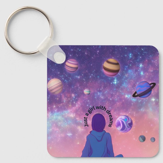 Inspirational quote, galaxy theme, aesthetic keychain (Front)