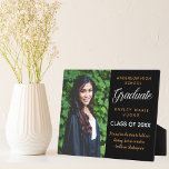 Inspirational Quote Graduation Photo Chic Graduate Plaque<br><div class="desc">A classy custom graduation plaque in chic black and gold for a high school, college, or university from the class of 2024. Customize with your senior photo, school name and graduating class under the elegant calligraphy for a great personalized graduate gift. Simple and classy with an inspirational quote by William...</div>