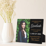 Inspirational Quote Graduation Photo Chic Graduate Plaque<br><div class="desc">A classy custom graduation plaque in chic black and gold for a high school, college, or university from the class of 2025. Customize with your senior photo, school name and graduating class under the elegant calligraphy for a great personalized graduate gift. Simple and classy with an inspirational quote by William...</div>