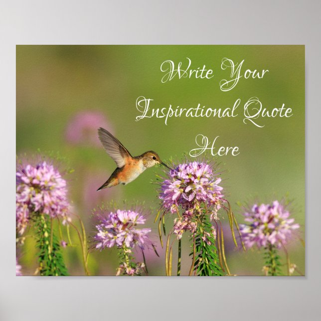 Inspirational Quote Hummingbird and Wildflowers Poster (Front)