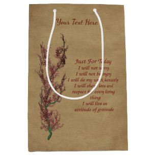 Inspirational Quote Just For Today Personalized Medium Gift Bag