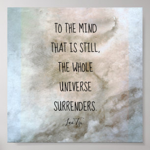 inspirational quote Lao Tzu text watercolor grey Poster