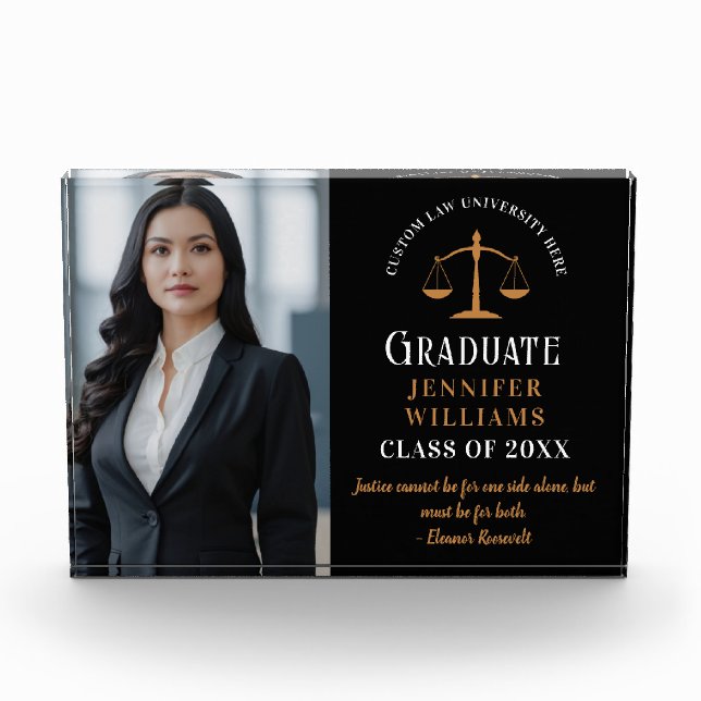 Inspirational Quote Law School Graduation Photo Block (Front)