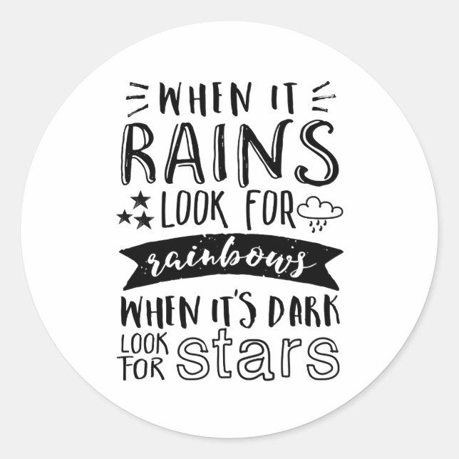 Inspirational Quote Look For Star and Rainbow Classic Round Sticker (Front)