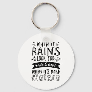 Inspirational Quote Look For Star and Rainbow Keychain