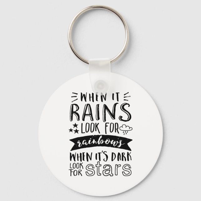 Inspirational Quote Look For Star and Rainbow Keychain (Front)
