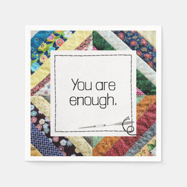 Inspirational Quote On a Patchwork Quilt Napkin (Front)