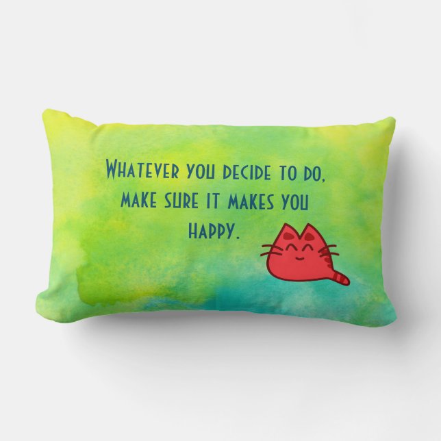 Inspirational Quote on Happiness Lumbar Pillow (Front)