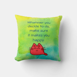 Inspirational Quote on Happiness Throw Pillow