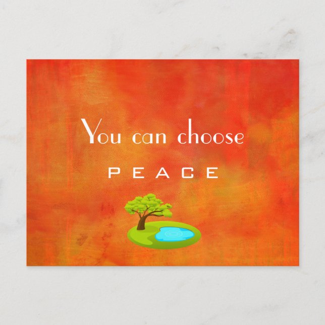 Inspirational Quote on Peace Abstract Painting Postcard (Front)