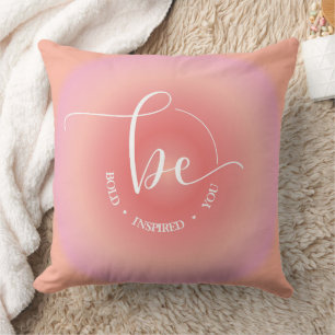 Inspirational Quote Orange Be Bold Inspired You Throw Pillow
