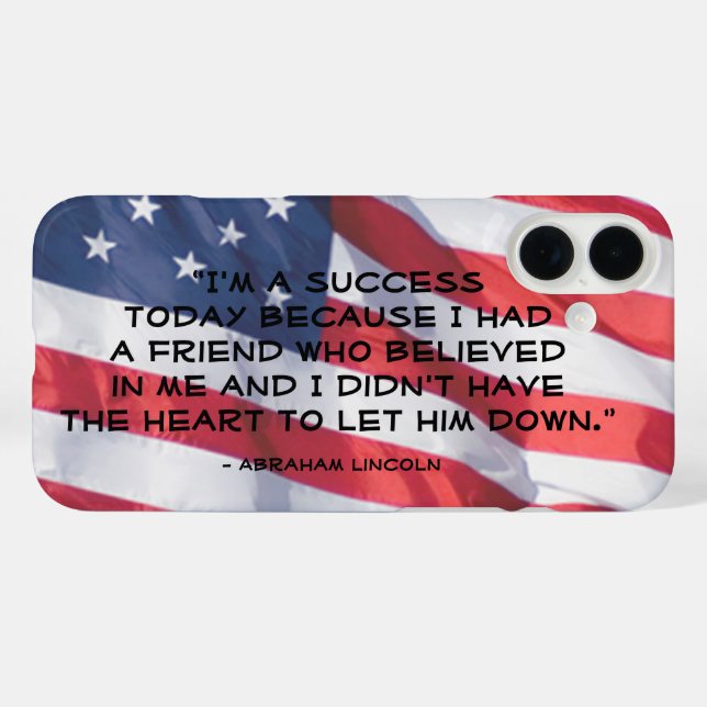 Inspirational Quote Over Anerican Flag Background Case-Mate iPhone Case (Back (Horizontal))