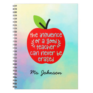 Inspirational Quote   Personalized Teacher Apple Notebook