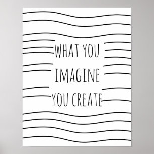 inspirational quote poster imagine black and white