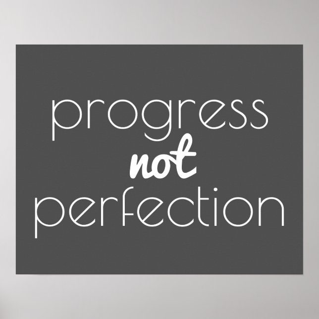 inspirational quote poster progress not perfection (Front)