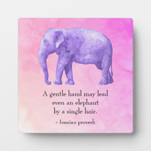 Inspirational Quote Purple Watercolor Elephant Plaque