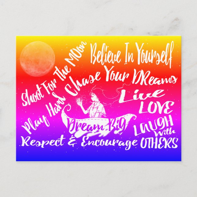 Inspirational Quote Stars @ Night post card (Front)