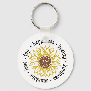 Inspirational Quote   Sunflower Keychain