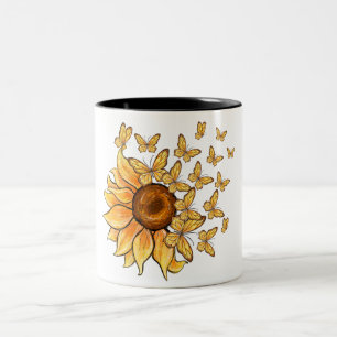 Inspirational Quote/Sunflower Sublimation Two-Tone Coffee Mug