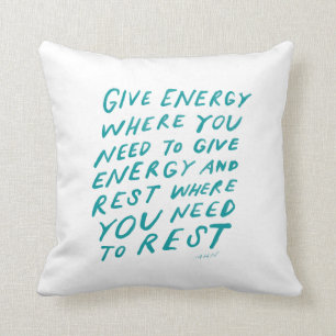 Inspirational quote teal watercolor throw pillow