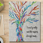 Inspirational Quote Tree Jigsaw Puzzle<br><div class="desc">This decorative jigsaw puzzle features a mosaic tree in rainbow colours and an inspiring quote.
Easily customizable with your own words.
Because we create our artwork you won't find this exact image from other designers.
Original Mosaic © Michele Davies.</div>