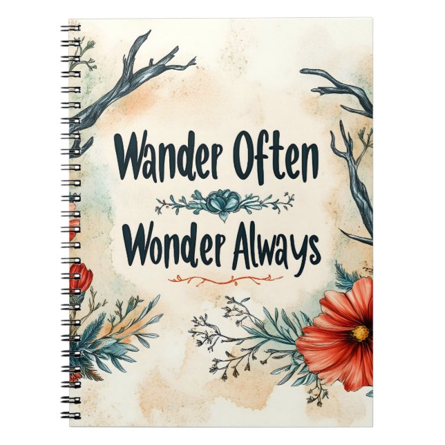 Inspirational Quote : Wander Often, Wonder Always Notebook (Front)