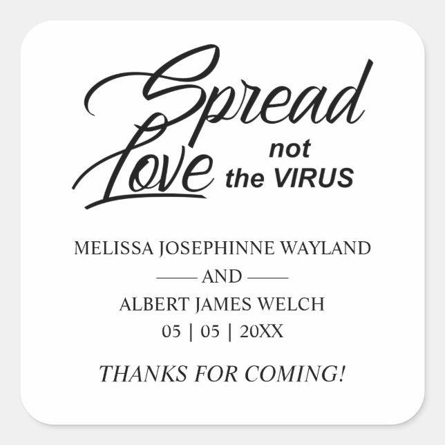 Inspirational Quote Wedding Sanitizing Hand Gel Square Sticker (Front)