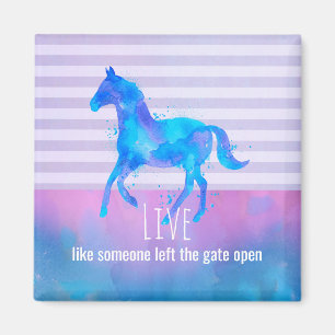 Inspirational Quote with a Horse Running Free Magnet