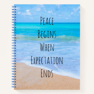 Inspirational Quote with Tropical Beach Scene Notebook