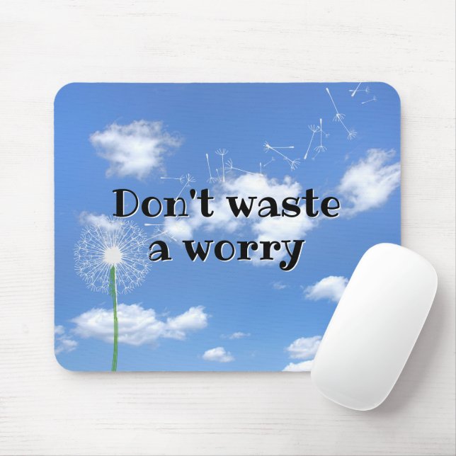 Inspirational Quote With White Dandelion Mouse Pad (With Mouse)