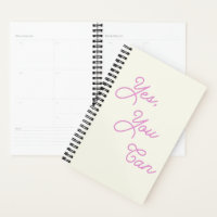 Inspirational Quote Yes You Can in Pink