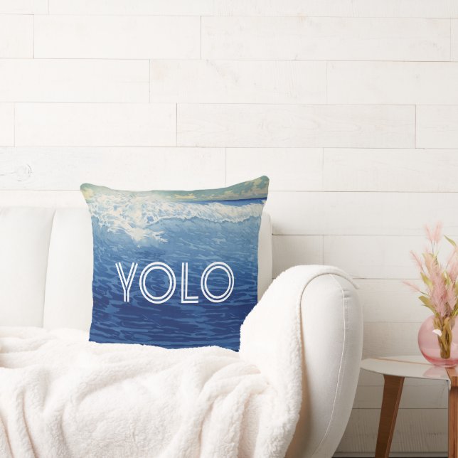 Inspirational Quotes Beach YOLO You only live once Throw Pillow (Couch)