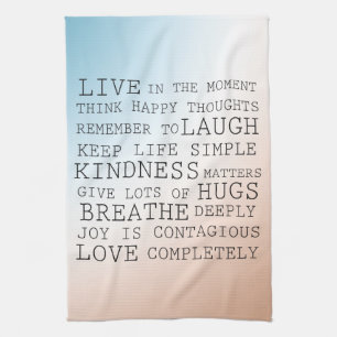 Inspirational Quotes Blue Brown Ombre Kitchen Towel