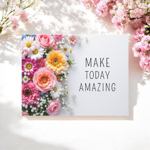 Inspirational Quotes Colourful Flowers Postcard