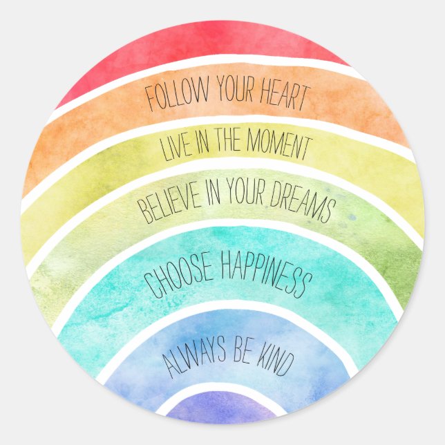Inspirational Quotes Rainbow personalized Classic Round Sticker (Front)